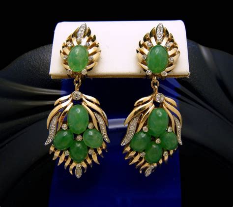 Fabulous Vintage Crown Trifari Jewels Of India Dangle Earrings Etsy