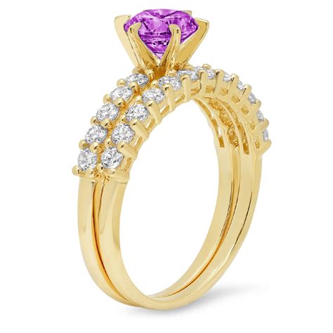 Clara Pucci K Yellow Gold Simulated Alexandrite Engraveable