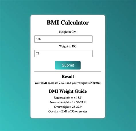 Bmi Calculator Project Using Html Css And Javascript Coding Projects