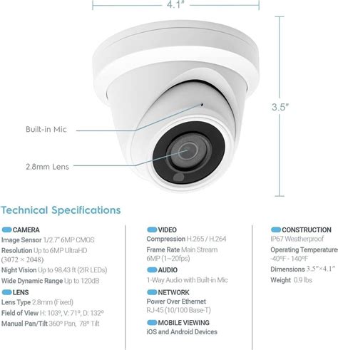 Hikvision Uniview Compatible Ip Camera Poe 4mp Turret Dome Audio H 265