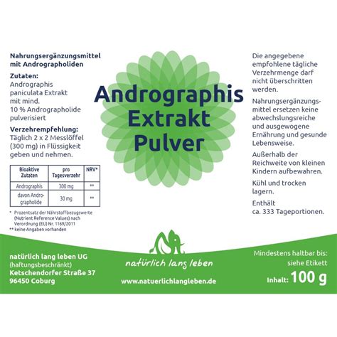 natürlich lang leben Andrographis Extrakt Pulver 100 g Shop Apotheke