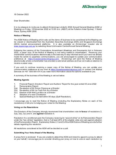 Fillable Online FINAL Shareholder Letter Australia V2 Fax Email Print