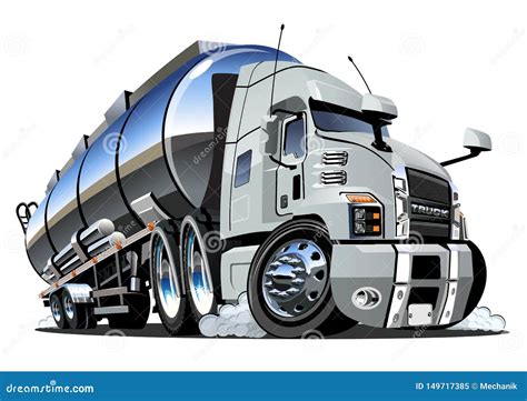 Cartoon Semi Tanker Truck Isolated On White Background Stock Vector