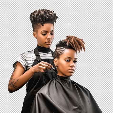 Premium PSD | Black Woman Hairdresser or Barber PSD transparent white