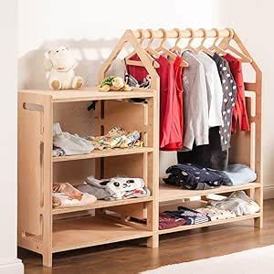 INEXTERIOR Kindergarderobe mit Kleiderstange Kleiderschrank für