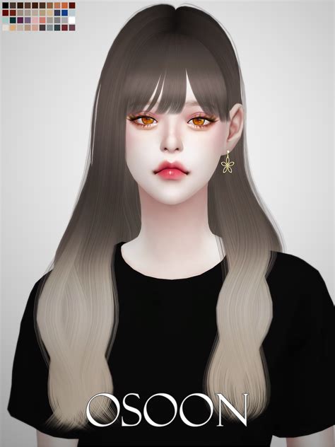 TS4 Osoon Sims Hair Long Hair Styles Sims 4 Piercings