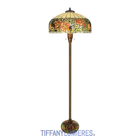 Lampadaire Vitrail Tiffany Rose Cm France