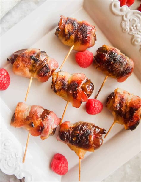 Bacon Wrapped Raspberry Stuffed Dates Paleo Whole30