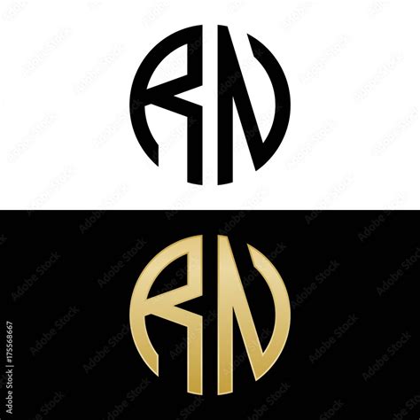 rn initial logo circle shape vector black and gold Stock Vector | Adobe Stock