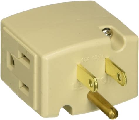 Leviton 692 I 15 Amp 125 Volt Triple Cube Grounding Adapter Ivory