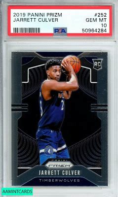 2019 PANINI PRIZM JARRETT CULVER 252 TIMBERWOLVES ROOKIE RC PSA 10 GEM