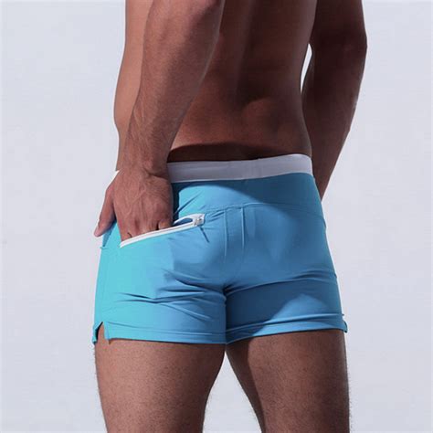 Men Sexy Tight Swimming Trunks Hot Swimsuit Mens Quick Drying Pants