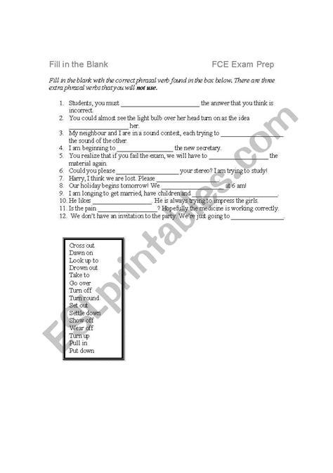 Fill In The Blank FCE EXAM PREP ESL Worksheet By Joshmv