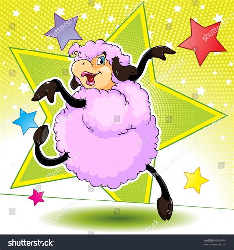 Dancing Sheep: Funny Dancing Sheep, Disco Style, Cartoon Character Stock Vector Illustration ...