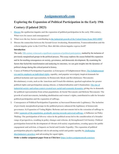 Exploring The Expansion Of Political Participation In The Early Th