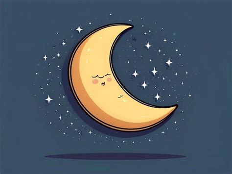 Premium Vector Vector Cute Cartoon Crescent Moon In A Sleeping Cap