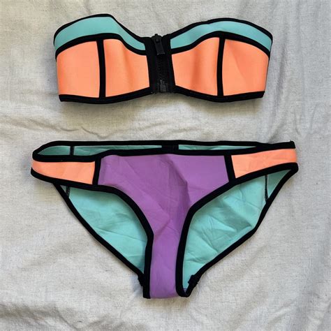 Triangl Neoprene Bikini In Orange Purple And Depop