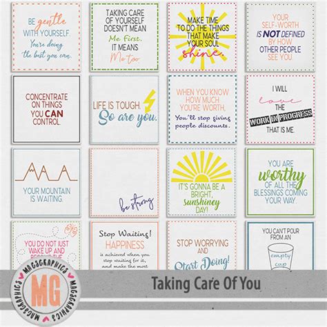 Taking Care of You Journal Cards | Digital Art