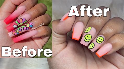 Cutting Down My Nails Smiley Face Nail Art Youtube