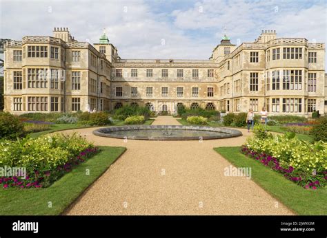 View Over The Water Feature And Parterre Gardens At Audley End House In