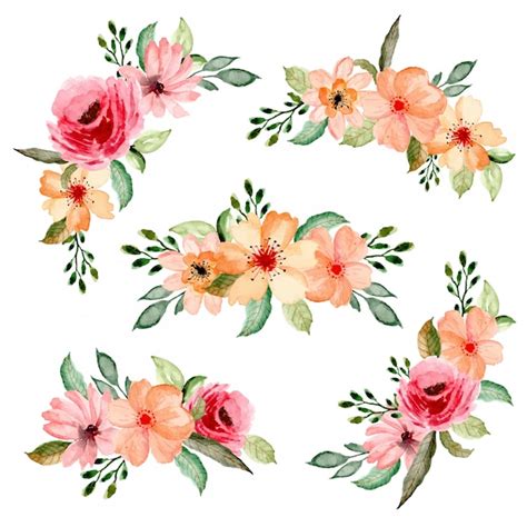 Premium Vector Watercolor Floral Arrangement Collection