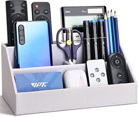 Amazon KINGFOM Pu Leather Desk Organizer With 5 Compartments