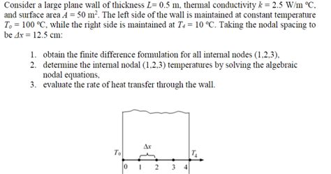 Solved Consider A Large Plane Wall Of Thickness L 05 M