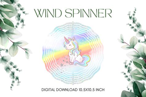 Unicorn Rainbow Wind Spinner Sublimation Graphic By Siblingdesign