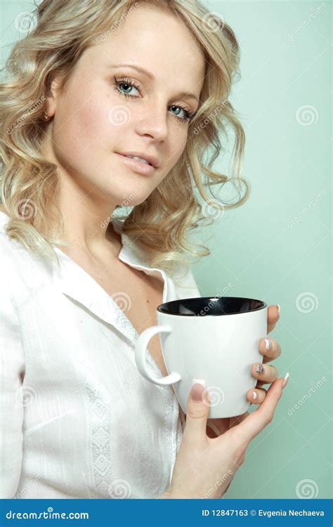 Beautiful Woman Holding A Cup Of Tea Or Coffee Stock Image Image Of