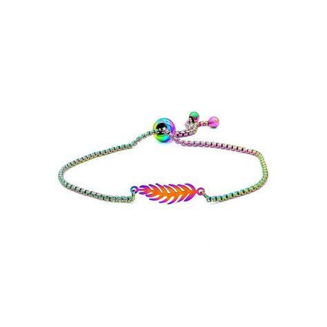 Satın Alın Bracelet Caméléon Irisé Multicolore Plume 21cm Joom