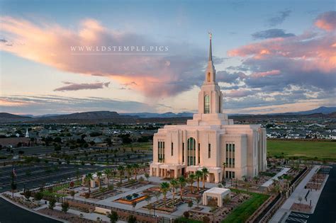 Red Cliffs Temple Dawns First Light LDS Temple Pictures