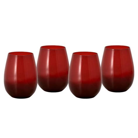 Winterberry® Set Of 4 Red Stemless Wine Glasses Pfaltzgraff