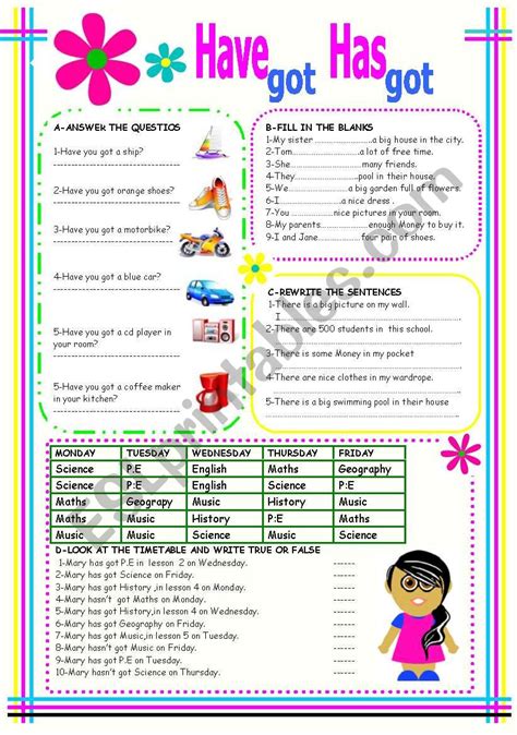 Have Got Has Got Esl Worksheet By Ayten67