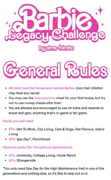 The sims 4 barbie legacy challenge – Artofit