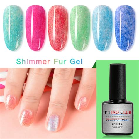 1 2 3 6pcs Pearl Fur Effect Gel Nail Polish Set Soak Off Nail Art