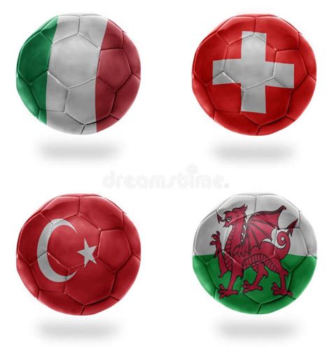 Europe Group A Football Balls With National Flags Of Italy