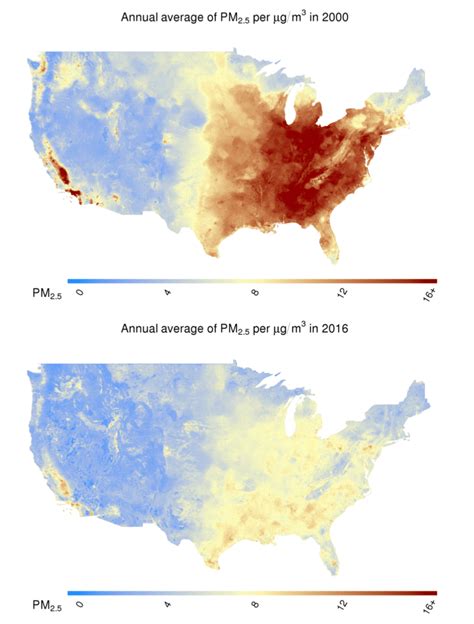 Annual Average Pm Concentrations In The Continental United States