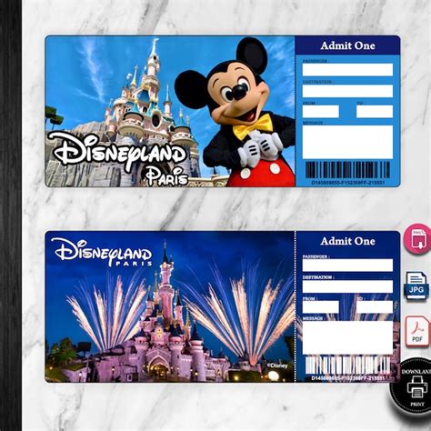 Disneyland Paris Boarding Pass Ticket Etsy