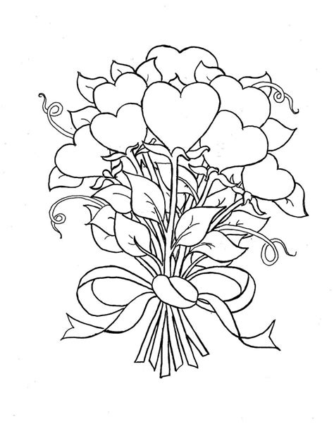 Flowers Love Hearts Coloring Pages Coloring Pages