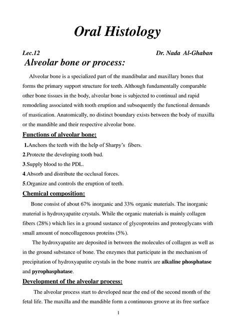 Solution Alveolar Bone Lecture 12 Dr Nada Al Ghaban Studypool