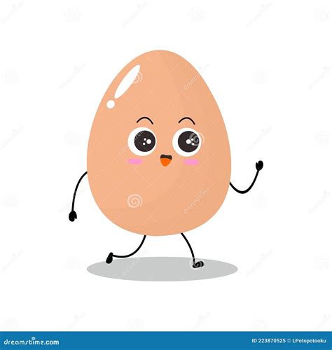 Vector Illustration Of Egg Character With Cute Expression Happy