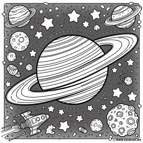 Dibujo Para Colorear Del Planeta Saturno Descargar O Imprimir De Forma