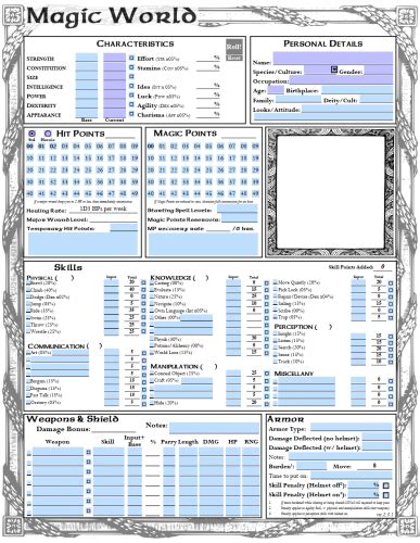 Form Fillable Magical Burst Character Sheet Printable Forms Free Online