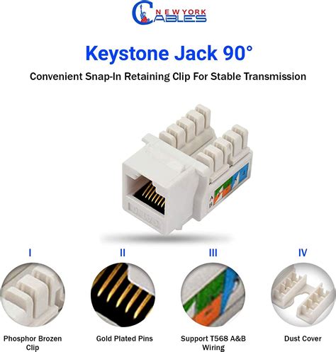 10 Pack Cat6 Keystone Jack Rj45 90 Degree Network Connector Utp 110