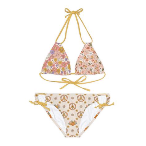 Retro Bikini String Bikini Flower Bikini Retro Swimsuit Etsy