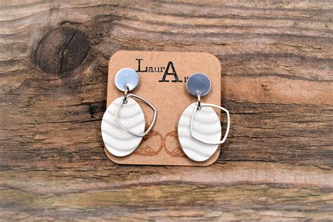 Boucles D Oreilles Modernes En Argile Polym Re Par Laurartcoshop Sur