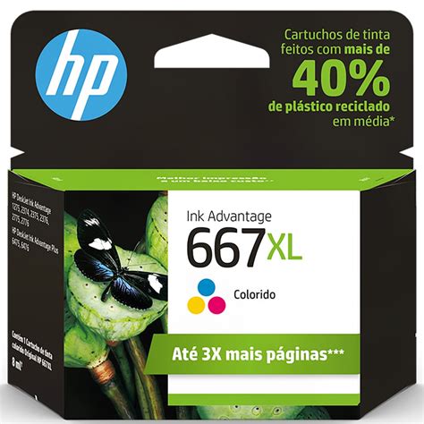 Cartucho HP 667XL Colorido Original 3YM80AL Para HP DeskJet Ink