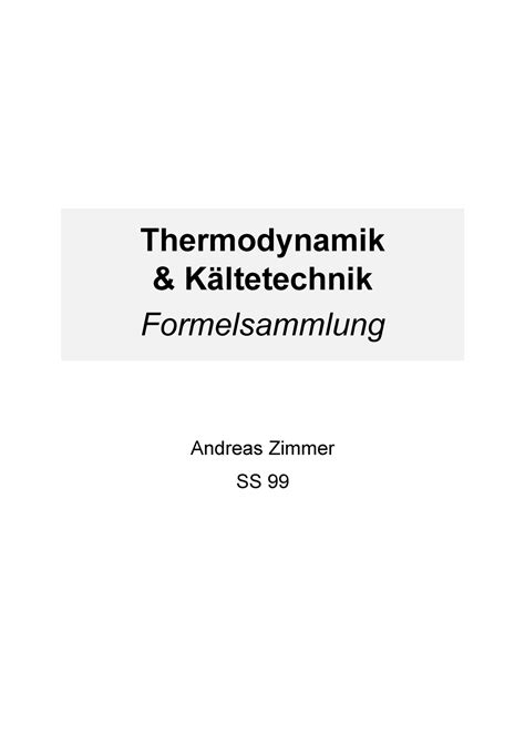 SS 2009 Übungen Technische Thermodynamik Thermodynamik