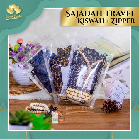 Jual Sajadah Travel Kiswah Zipper Satin Bridal Premium Free Pouch