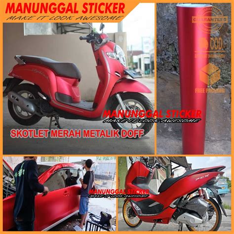 Jual Stiker Skotlet Motor Matte Chrome Red Skotlet Krom Metalik Dop